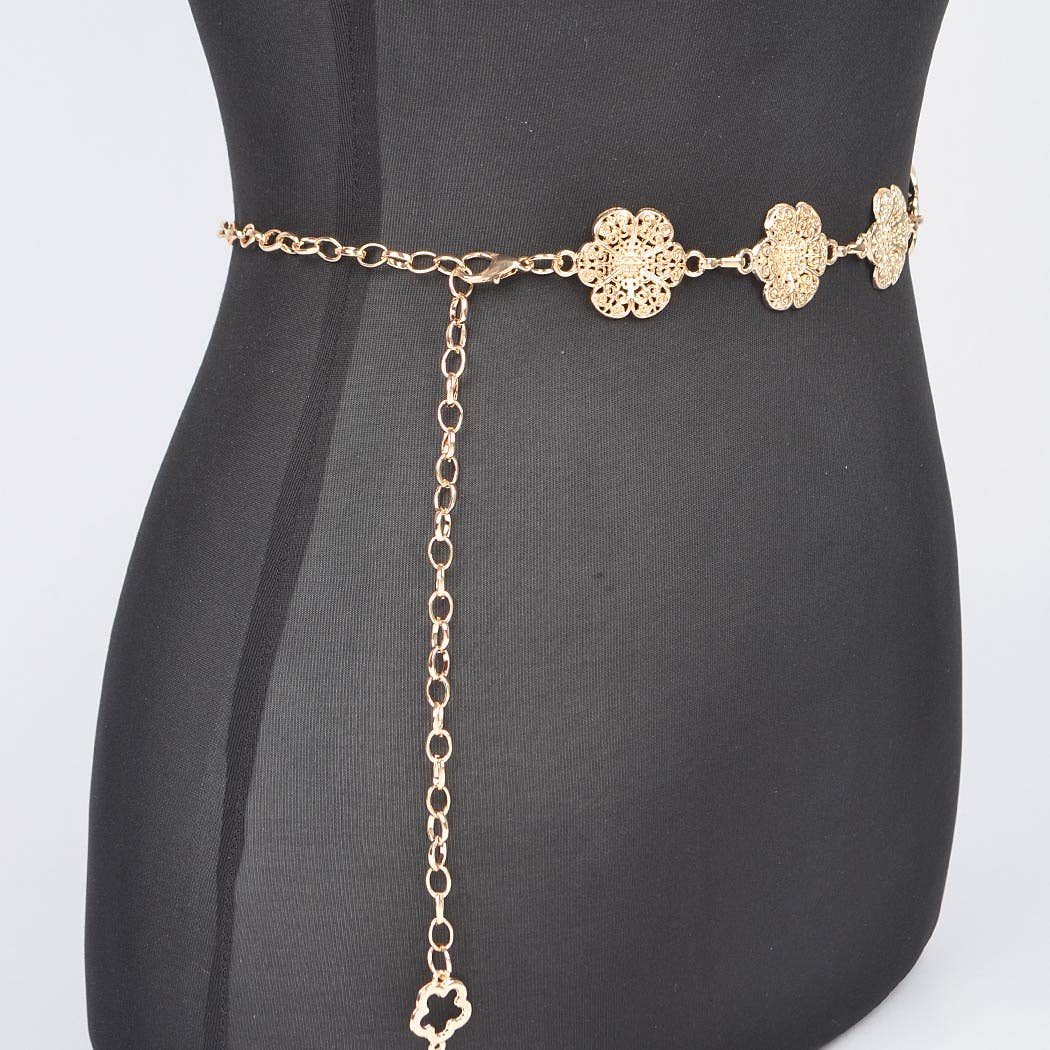 Metal Flower Chain Belt