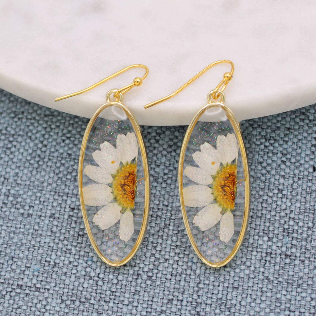 Delicate Daisy Dried Flower Earrings