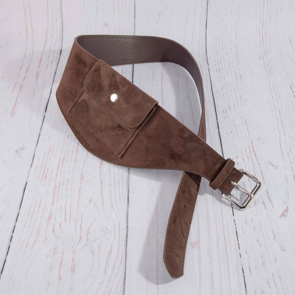 Vegan Leather Front Snap Pocket Belt