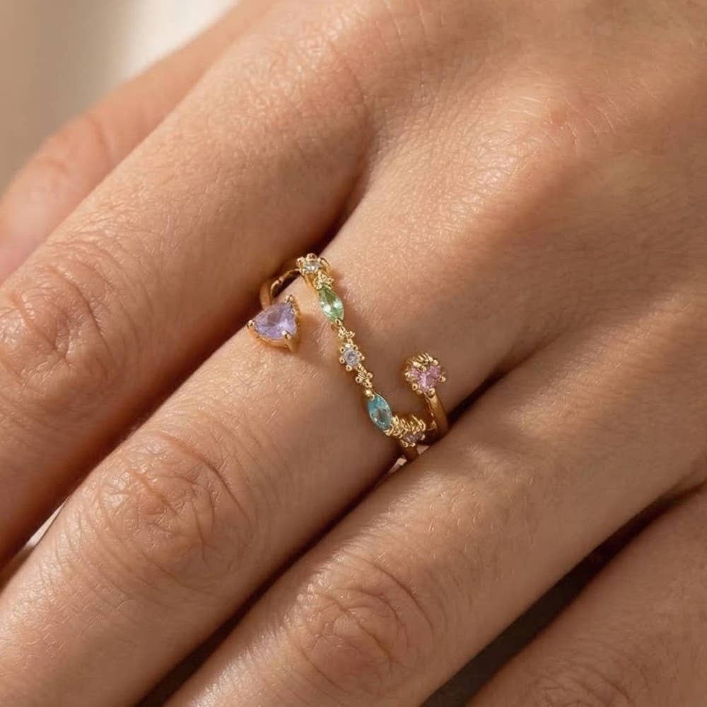 Gold Dipped Cz Ornate Fashion Ring