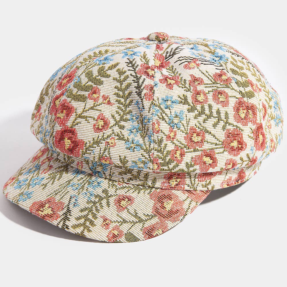 Floral Tapestry Newsboy Cabbie Hat