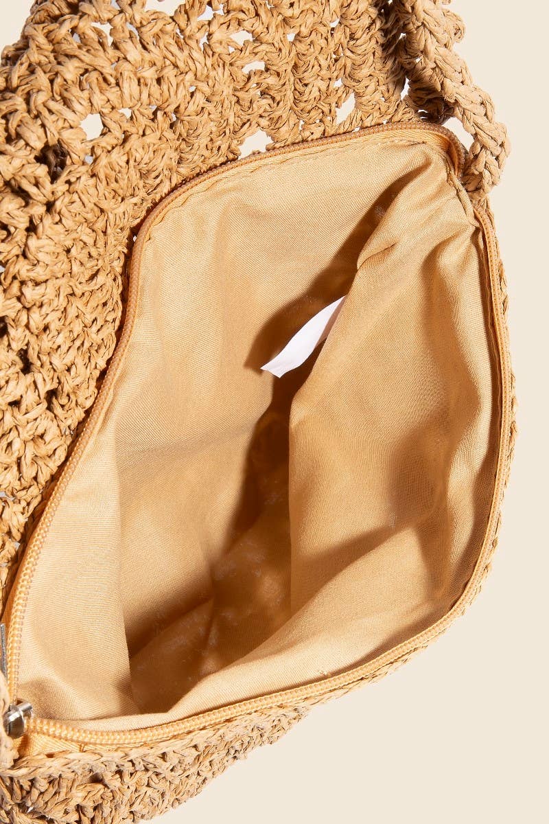 Straw Braided Envelope Hand Bag