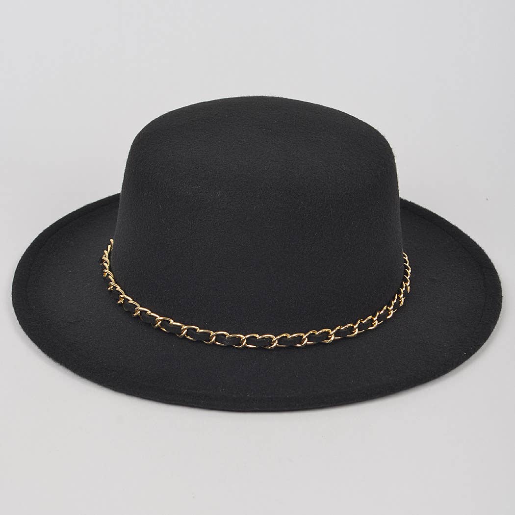 Faux Wool Hat w/ Chain