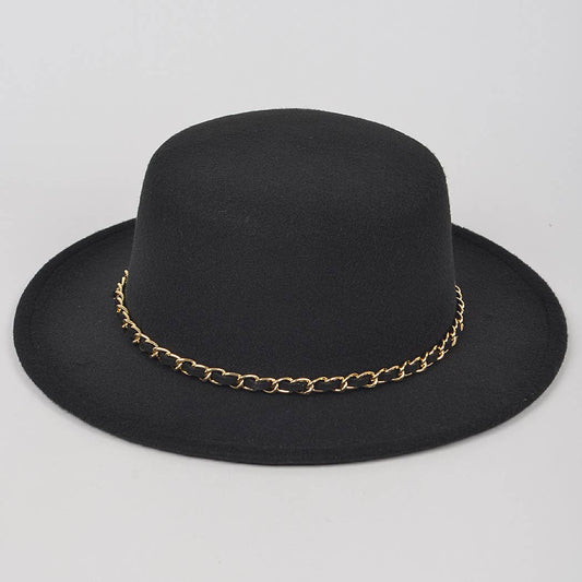 Faux Wool Hat w/ Chain