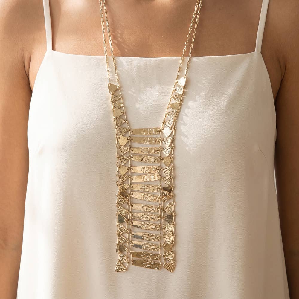 Hammered Bar Ladder Y Bib Necklace