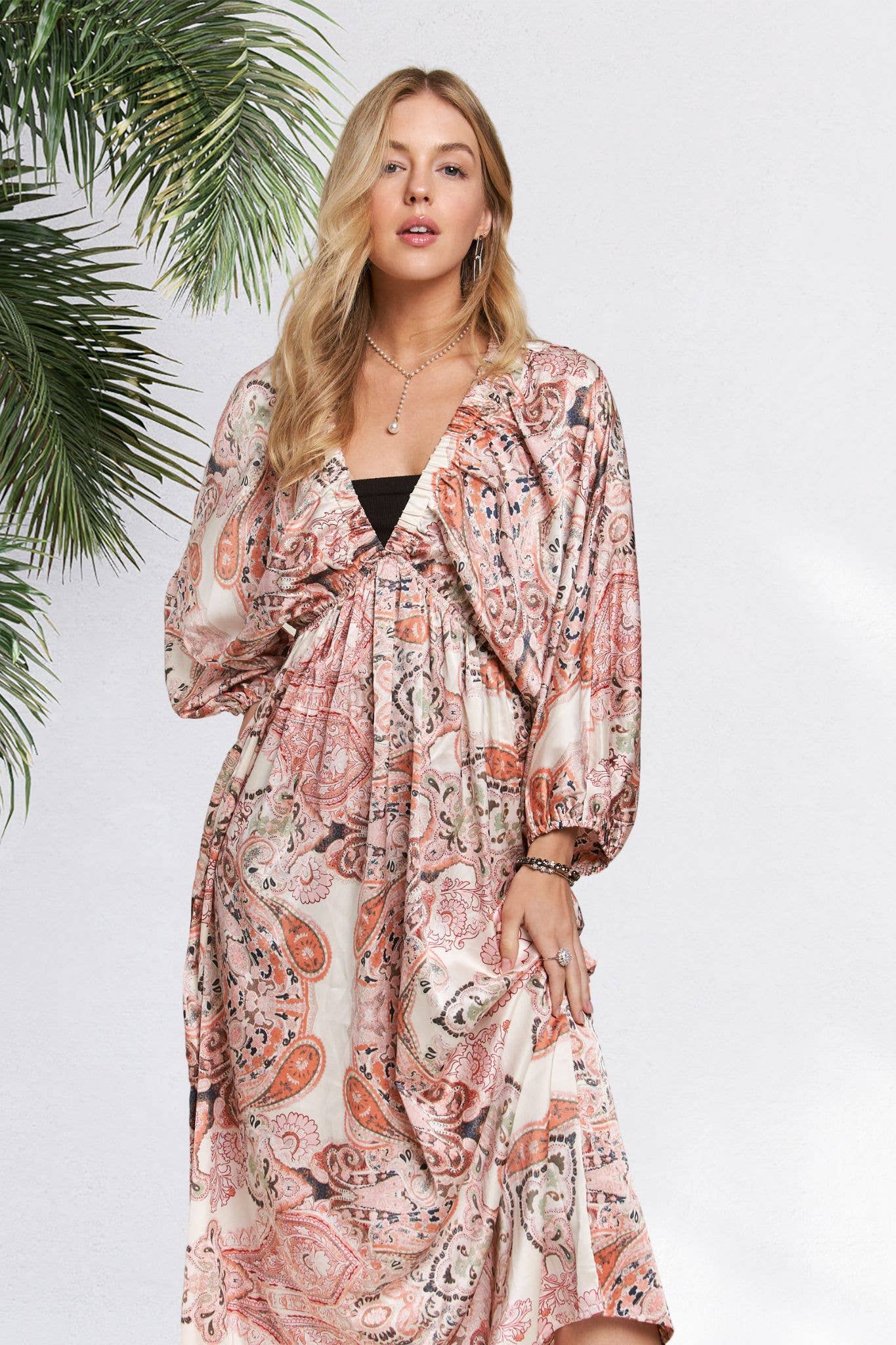Batwing Boho Paisley Dress