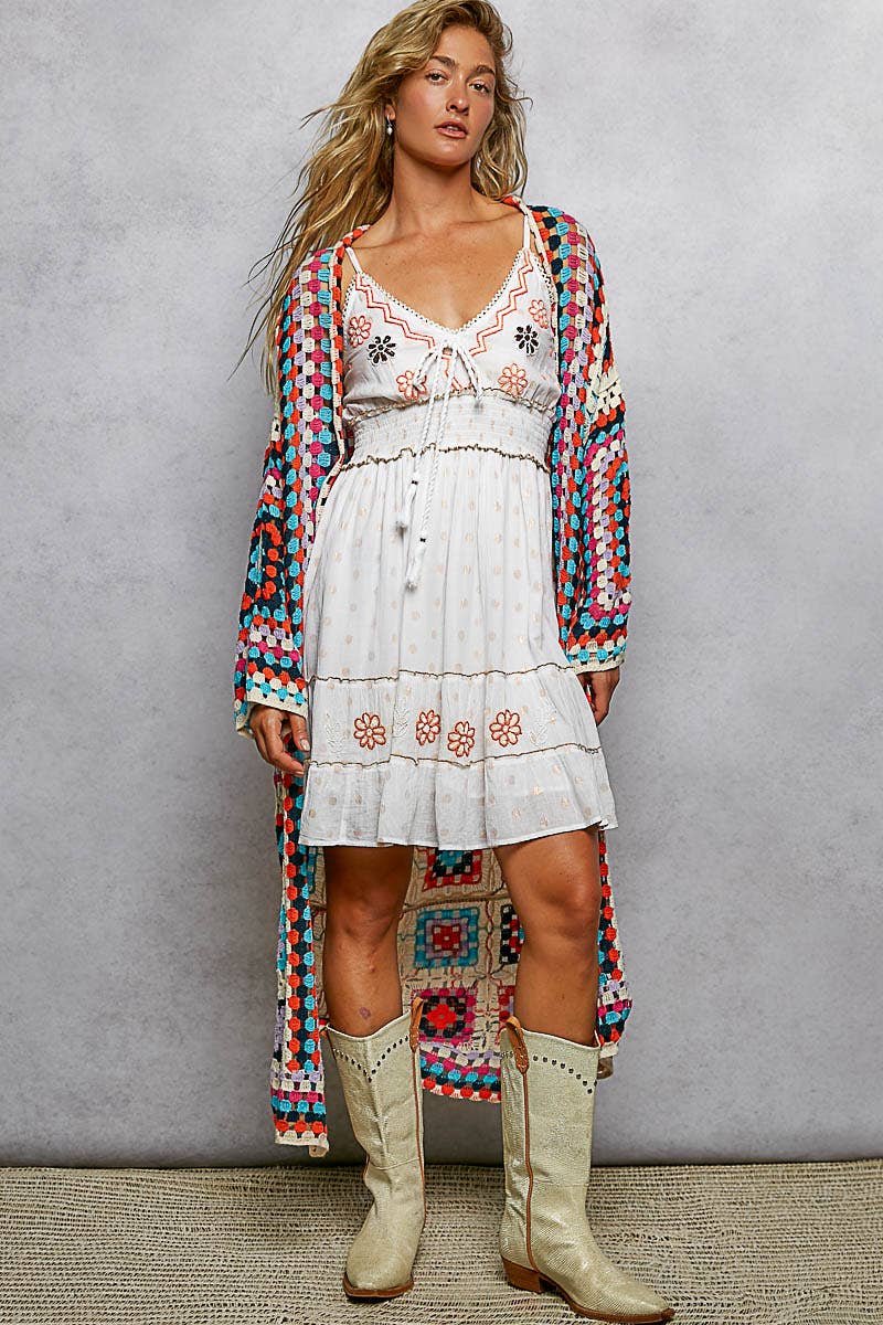 Long Granny Square Cardigan