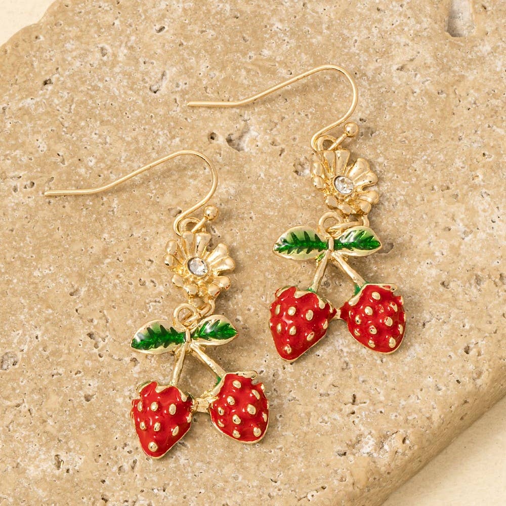 Strawberry Flower Dangle Earrings