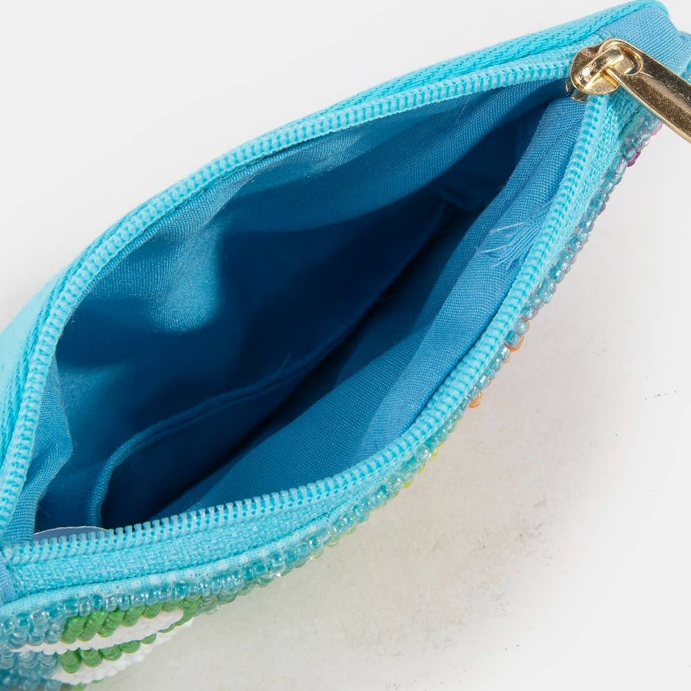 Rainbow Butterfly Beaded Coin Purse