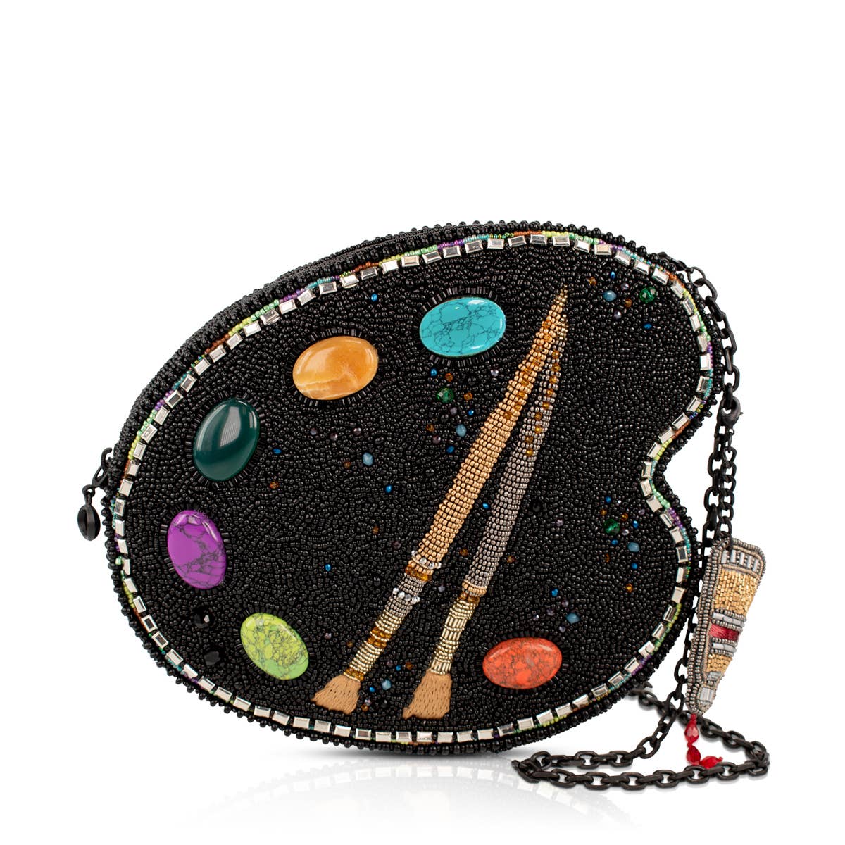 Brushstrokes Palette Gem Beaded Crossbody Handbag