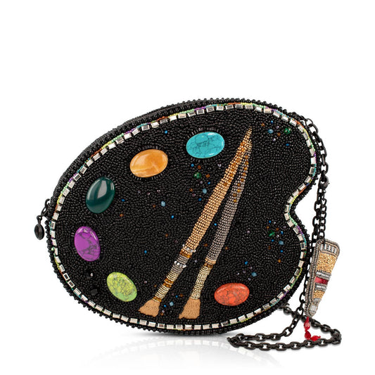 Brushstrokes Palette Gem Beaded Crossbody Handbag