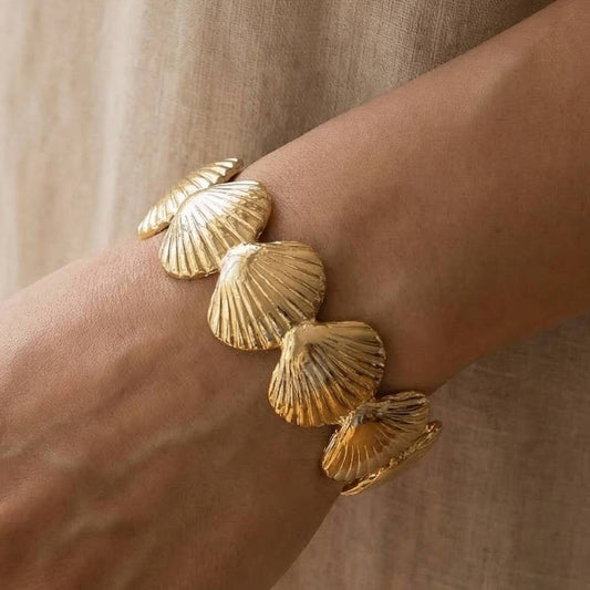 Metallic Seashell Link Cuff Bracelet