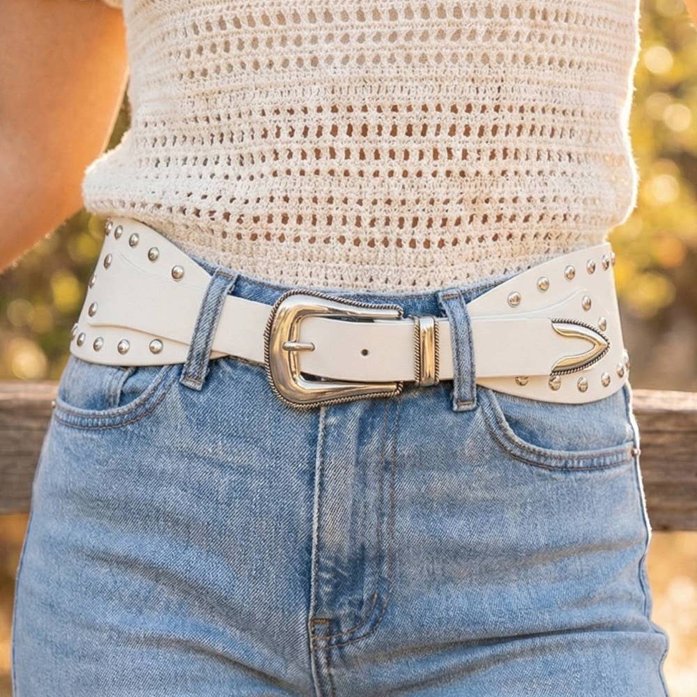 Grommet Studded Vegan Leather Belt