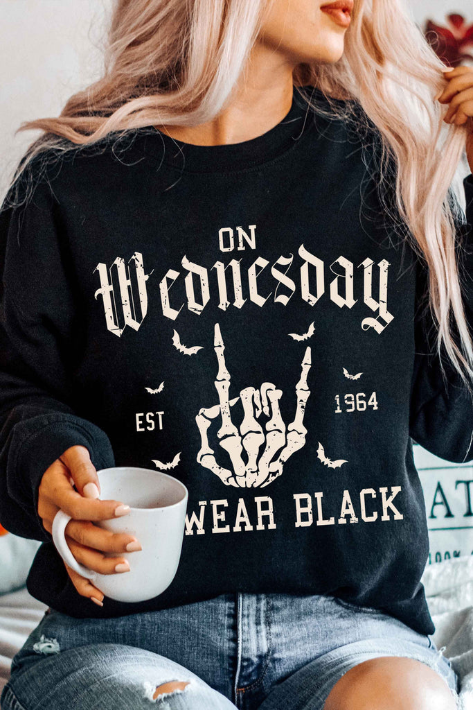 On Wednesday's We Wear Black Unisex Sweatshirt