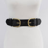 Two Buckle Faux Croc Leather Waist Belt