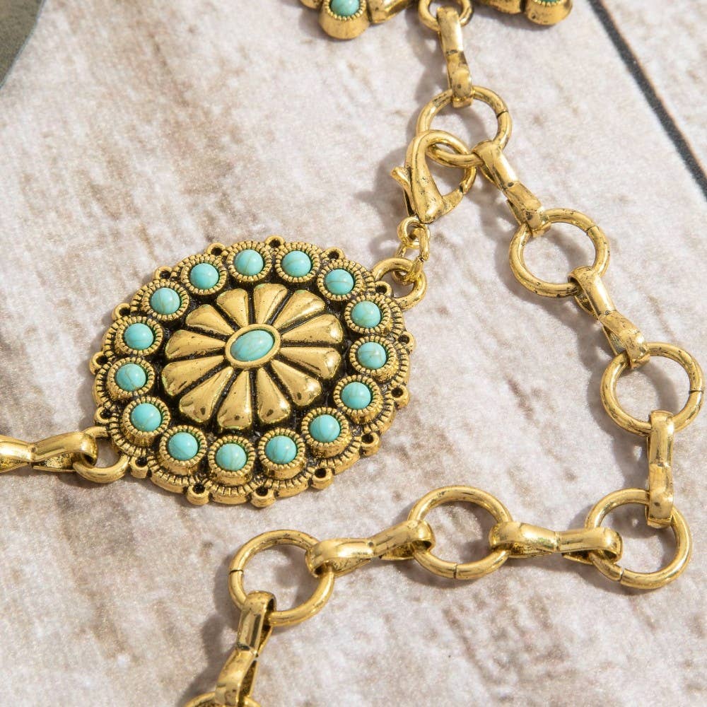 Stone Daisy Concho Chain Belt