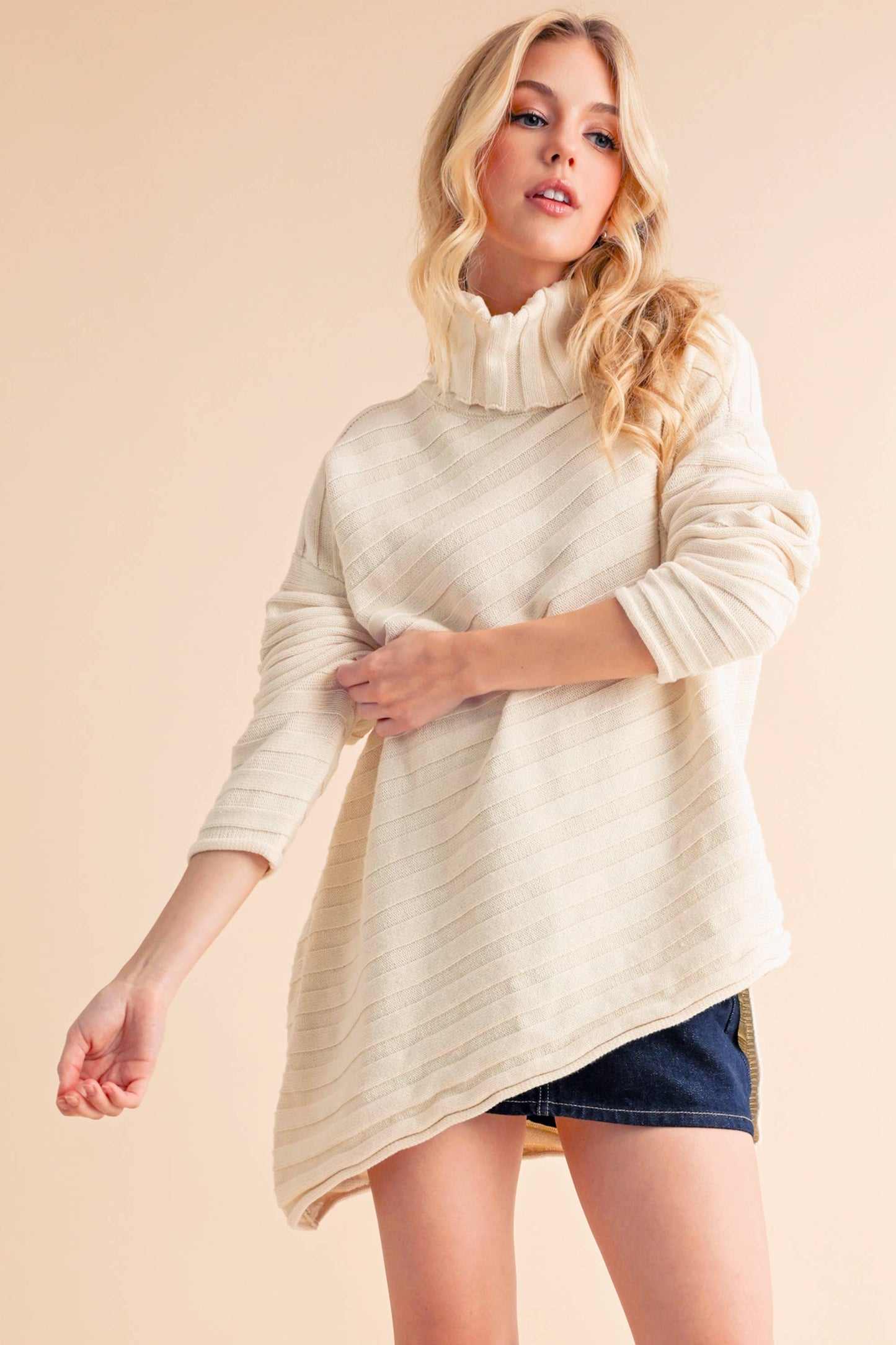 Asymmetrical Turtleneck Sweater