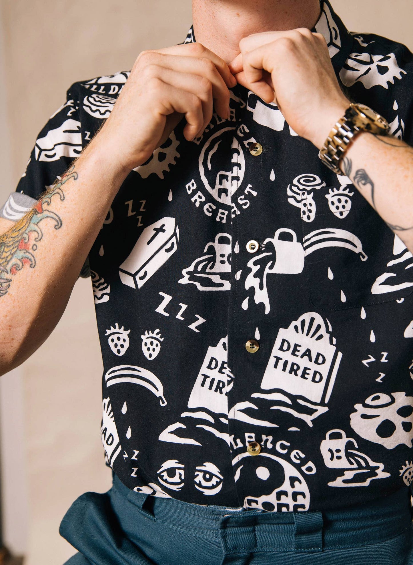 Dead Tired Coffee Button Down Shirt