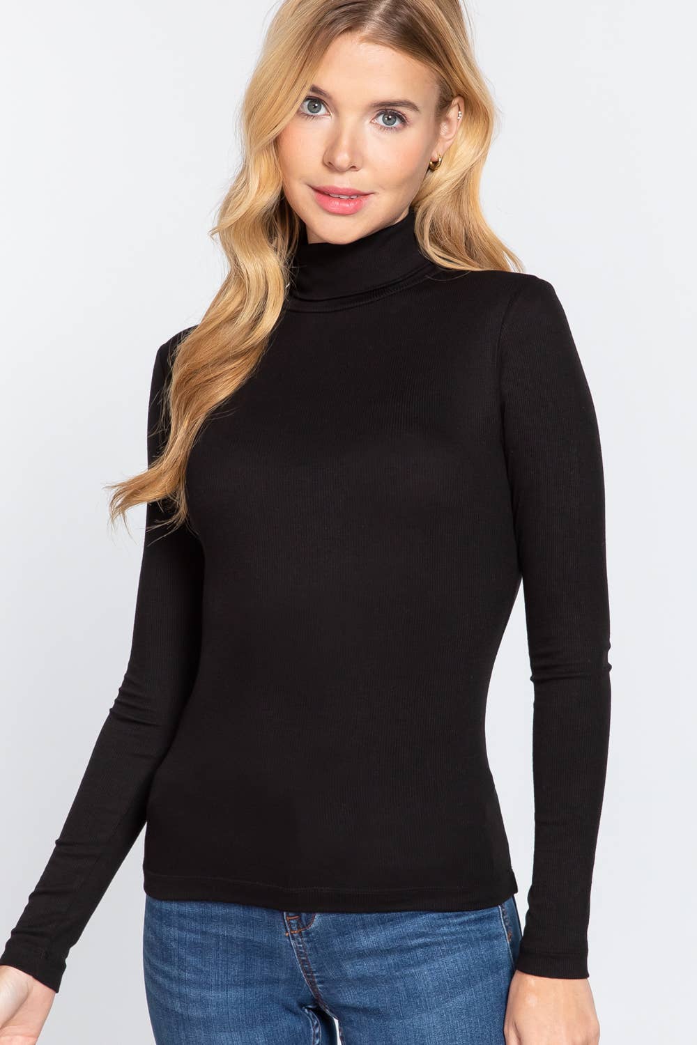 Ribbed Rayon Turtle Neck