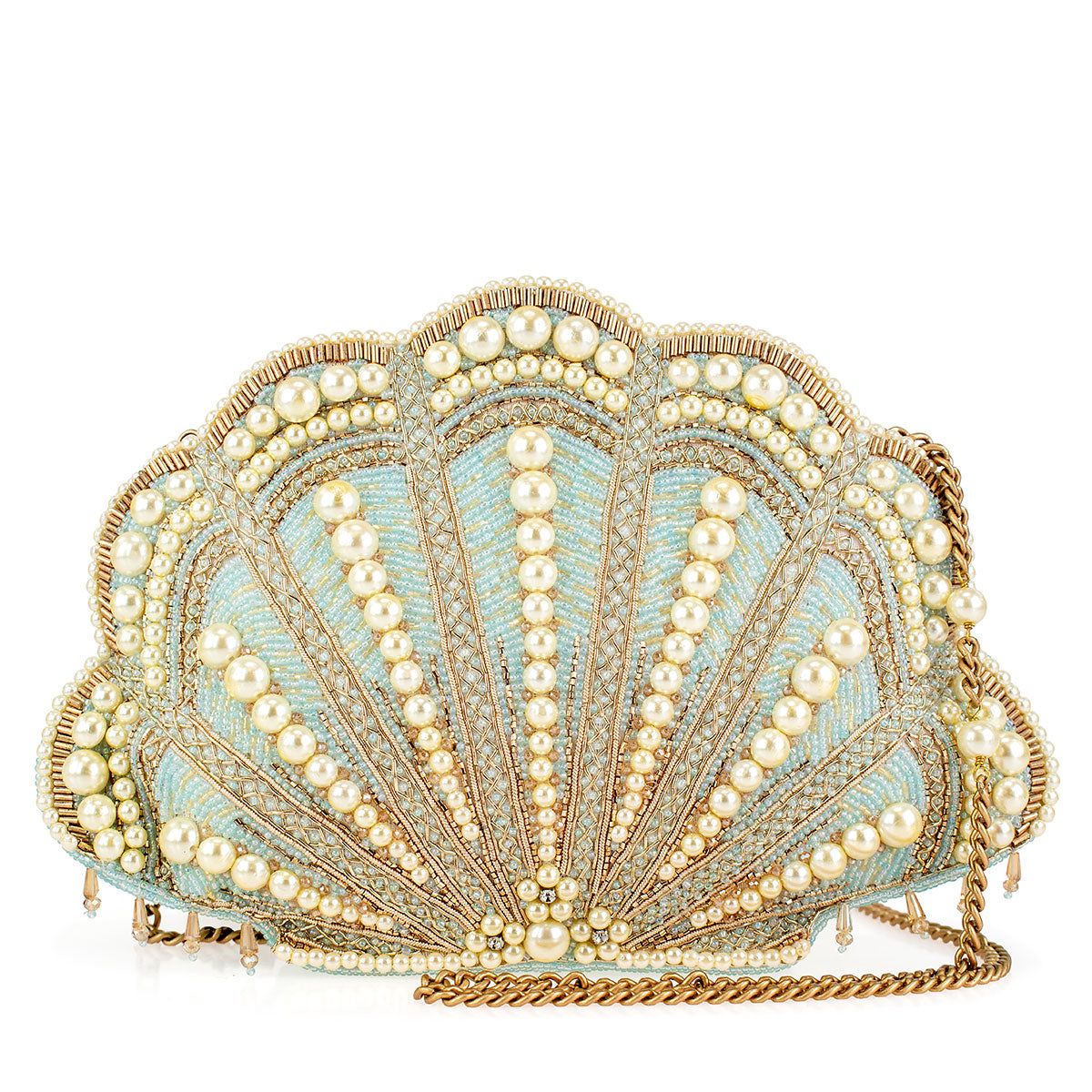Seaside Luxury Pearl and Beaded Shell Crossbody Handbag