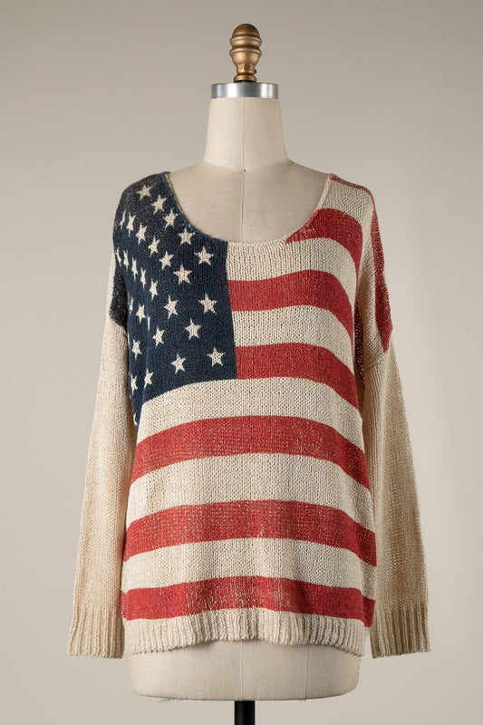American Flag Lightweight Sweater