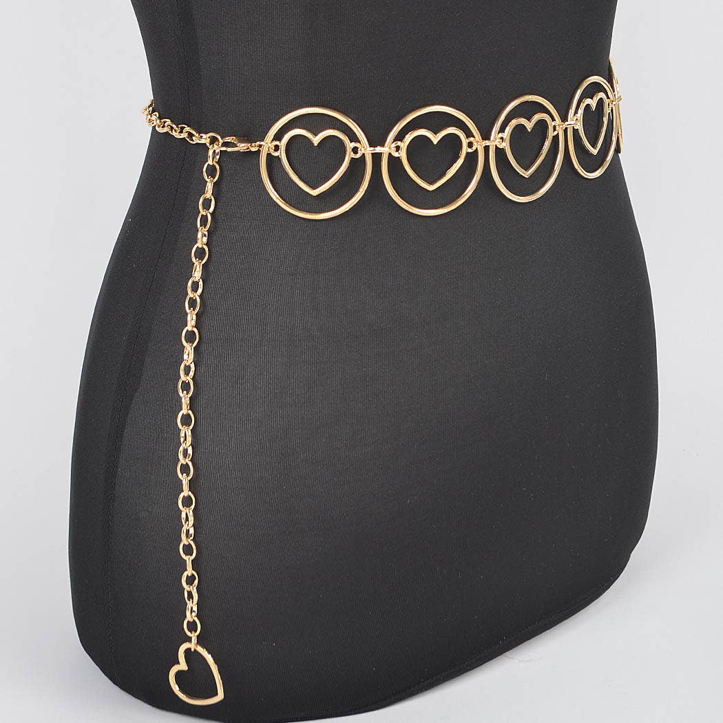 Heart Shape And O Ring Metal Chain Bel