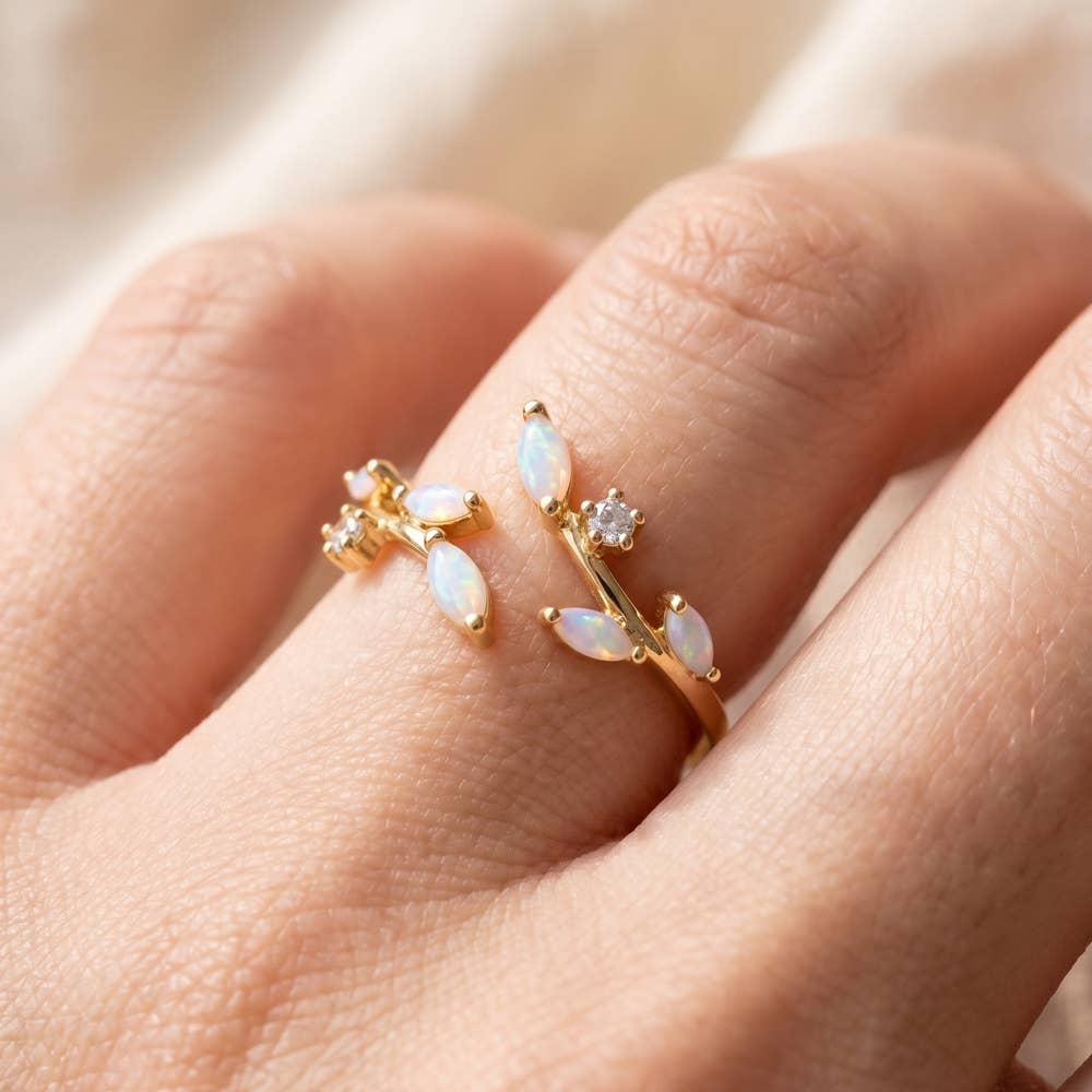 Marquise Opal & Cz Ring