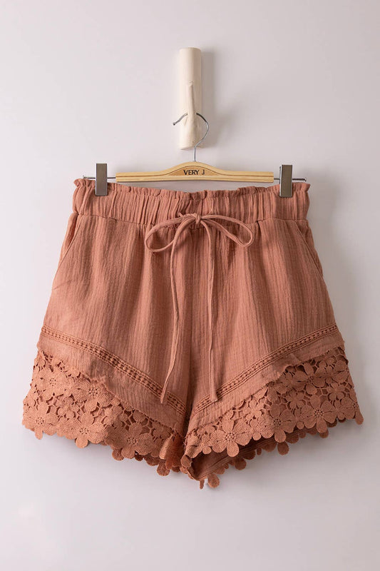 Lace Detail Woven Shorts