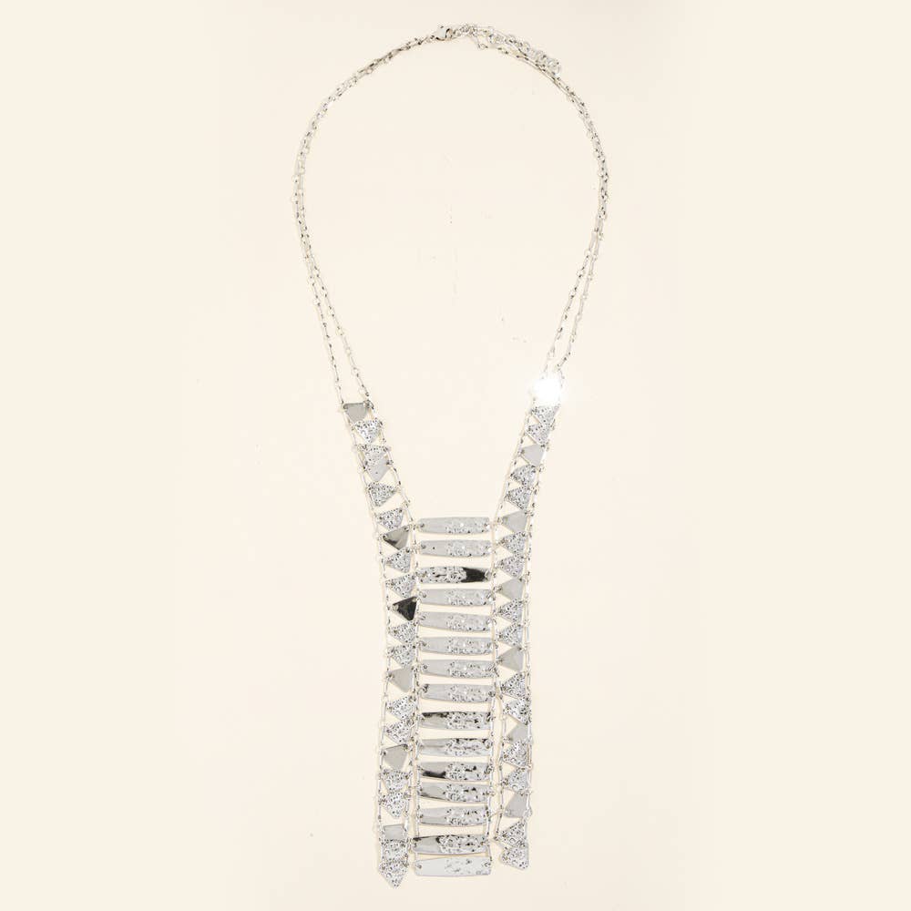 Hammered Bar Ladder Y Bib Necklace
