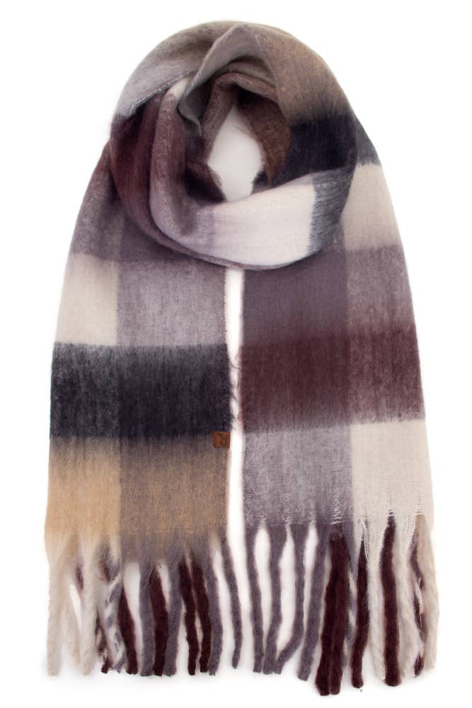 C.C Color Block Plaid Checkered Scarf
