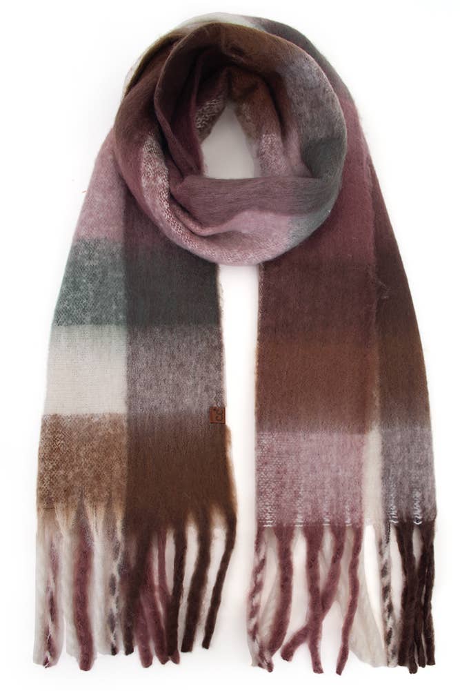 C.C Color Block Plaid Checkered Scarf