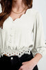 3/4 Sleeve Scalloped Top