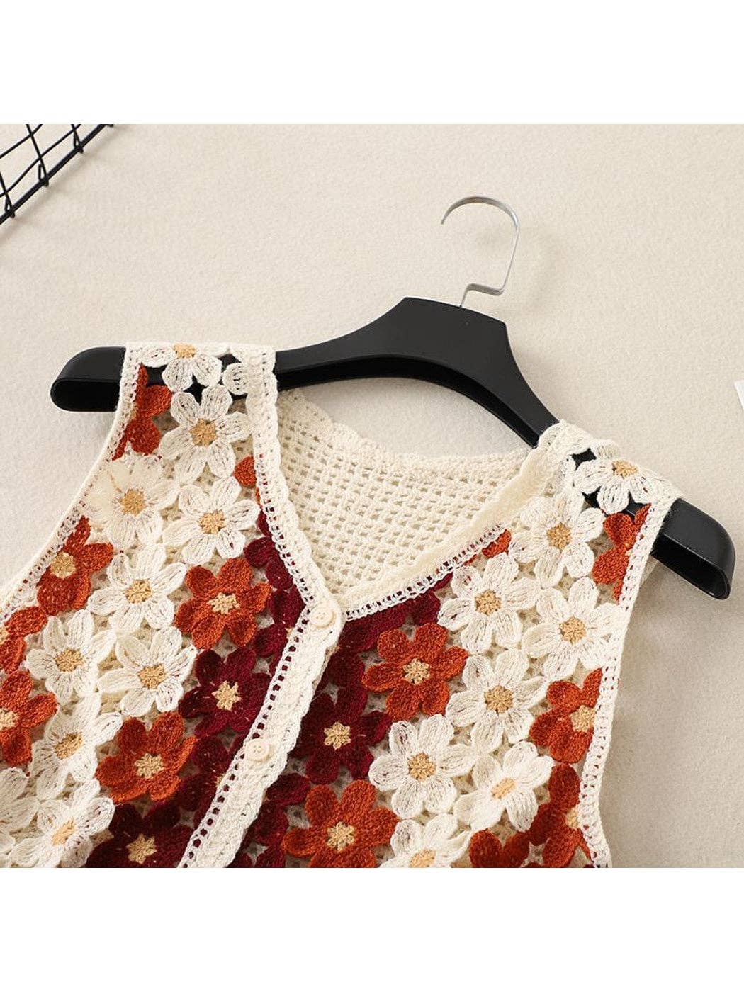Fall Floral Button Front Vest