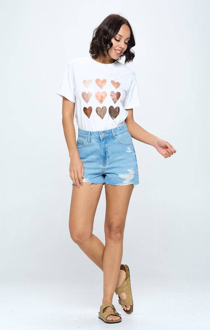 Stretchy High Rise Frayed Shorts