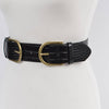 Two Buckle Faux Croc Leather Waist Belt