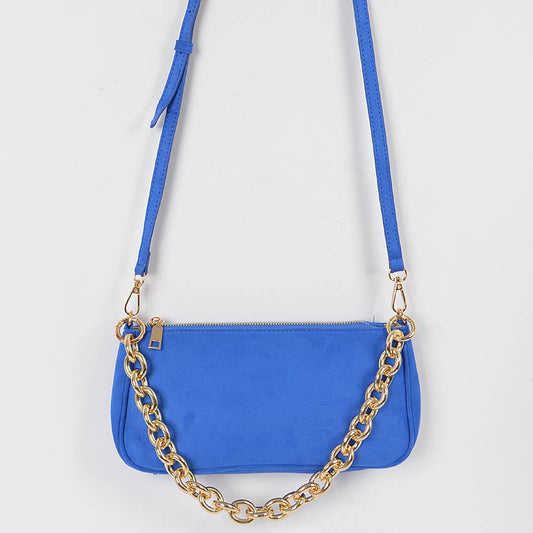 Micro Suede Chain Handle Clutch