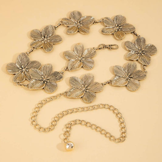 Metallic Flower Link Chain Belt