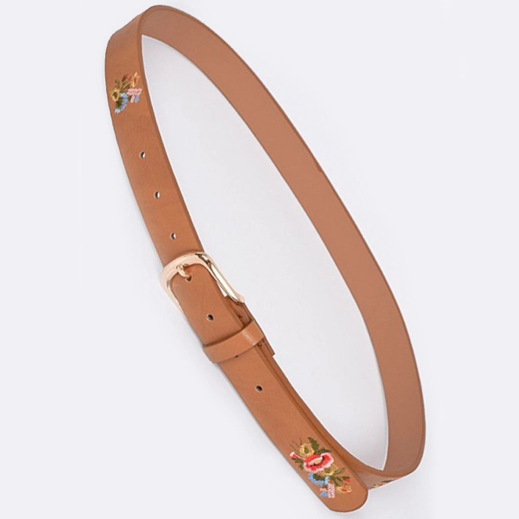 Plain Belt With Flower Details