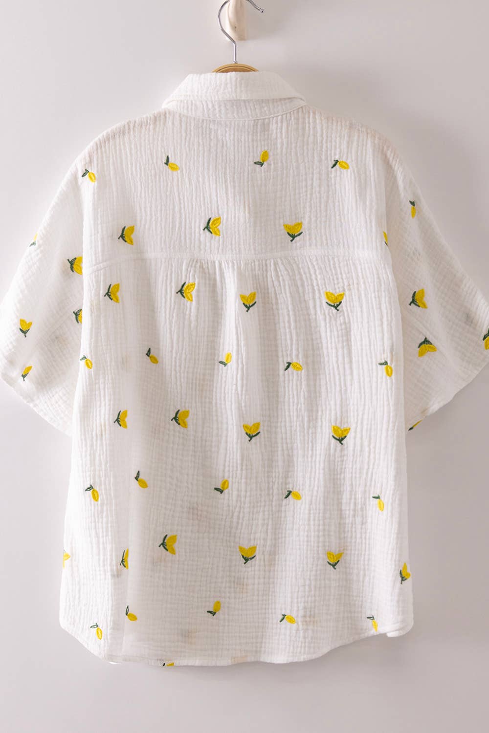 Embroidered Lemon Gauze Top