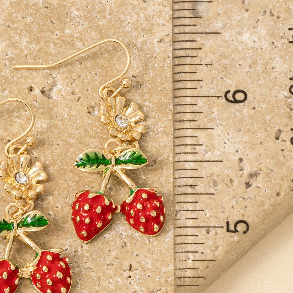 Strawberry Flower Dangle Earrings