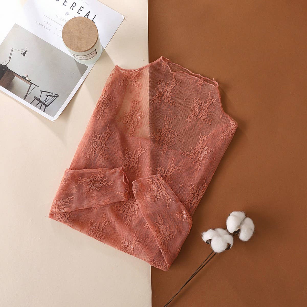 Apricot Sheer Mesh Top