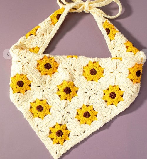 Daisy Knit Crochet Bandana