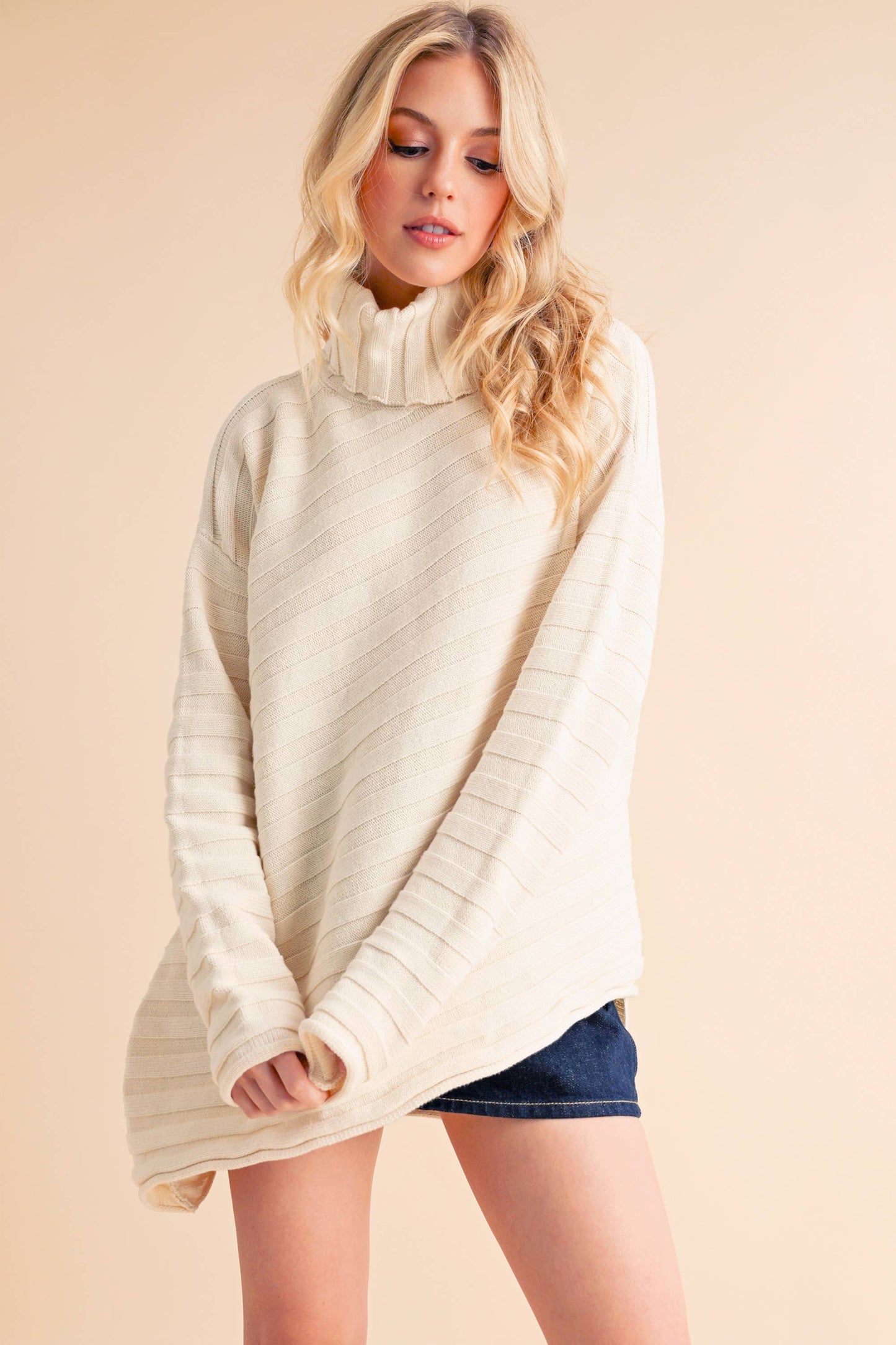 Asymmetrical Turtleneck Sweater