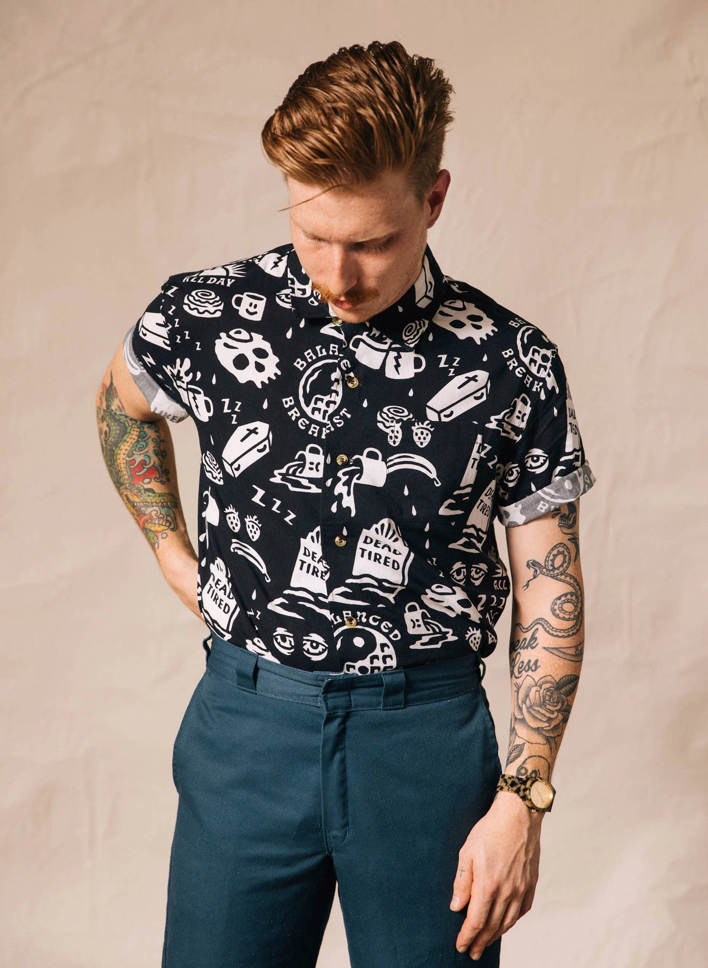Dead Tired Coffee Button Down Shirt