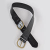 Two Buckle Faux Croc Leather Waist Belt