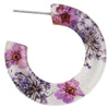 Purple Dried Flowers Acrylic Hoop Earrings