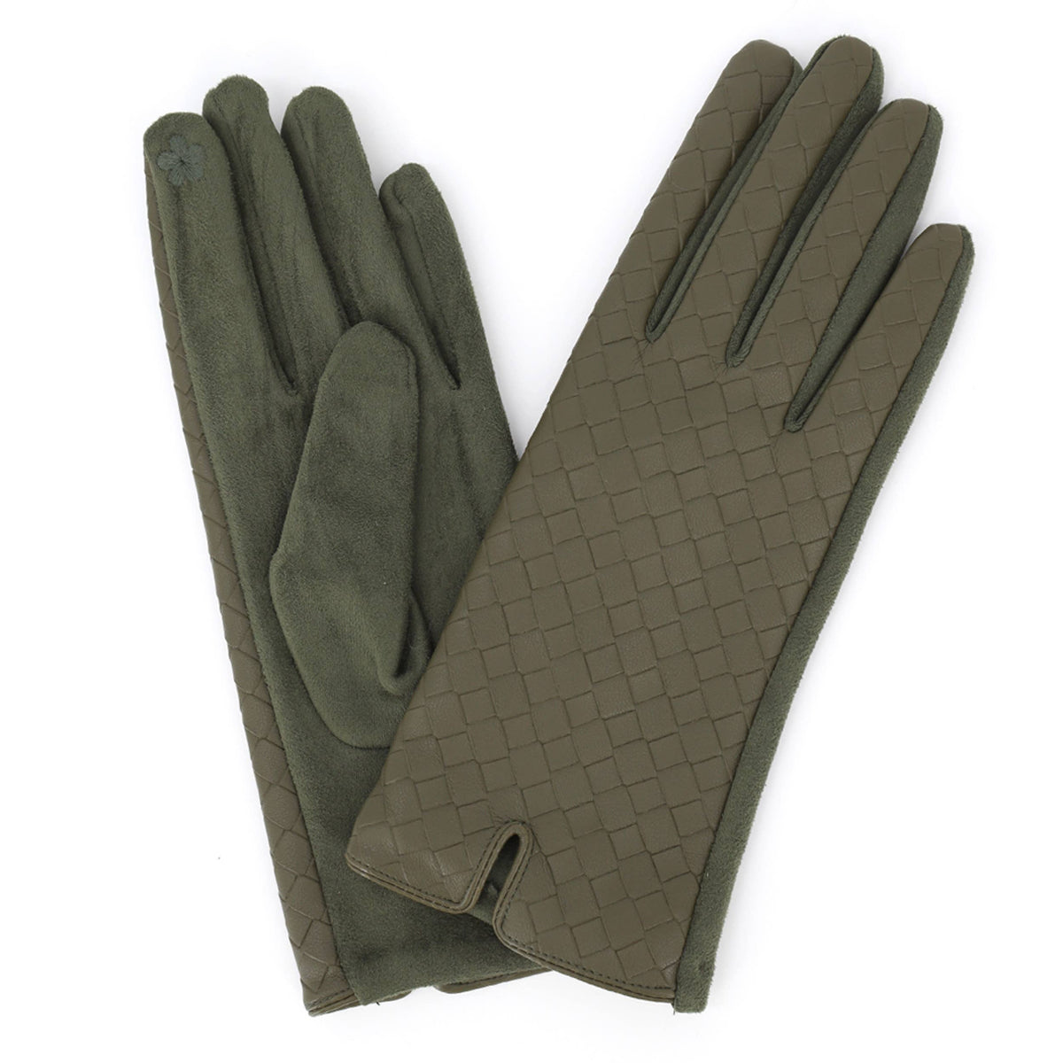 Quilted Faux Leather/Suede Touchscreen Gloves
