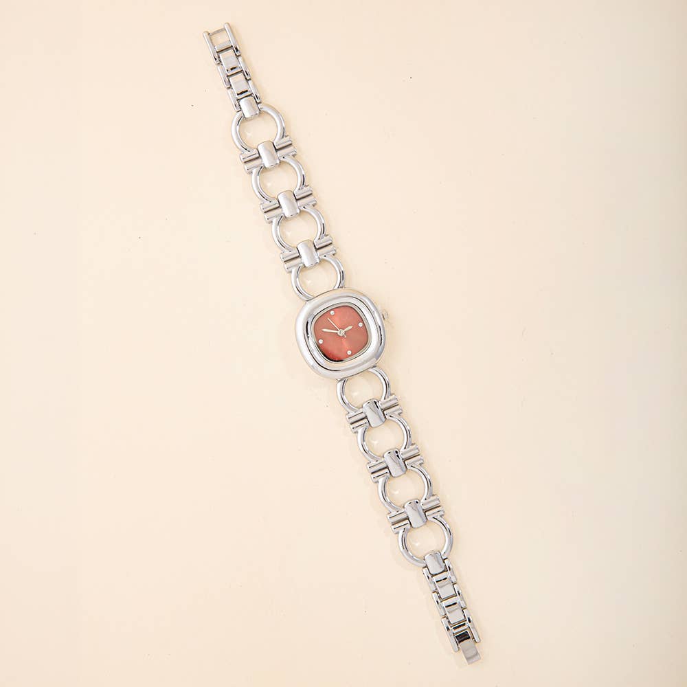 Cushion Face Circle Link Bracelet Watch