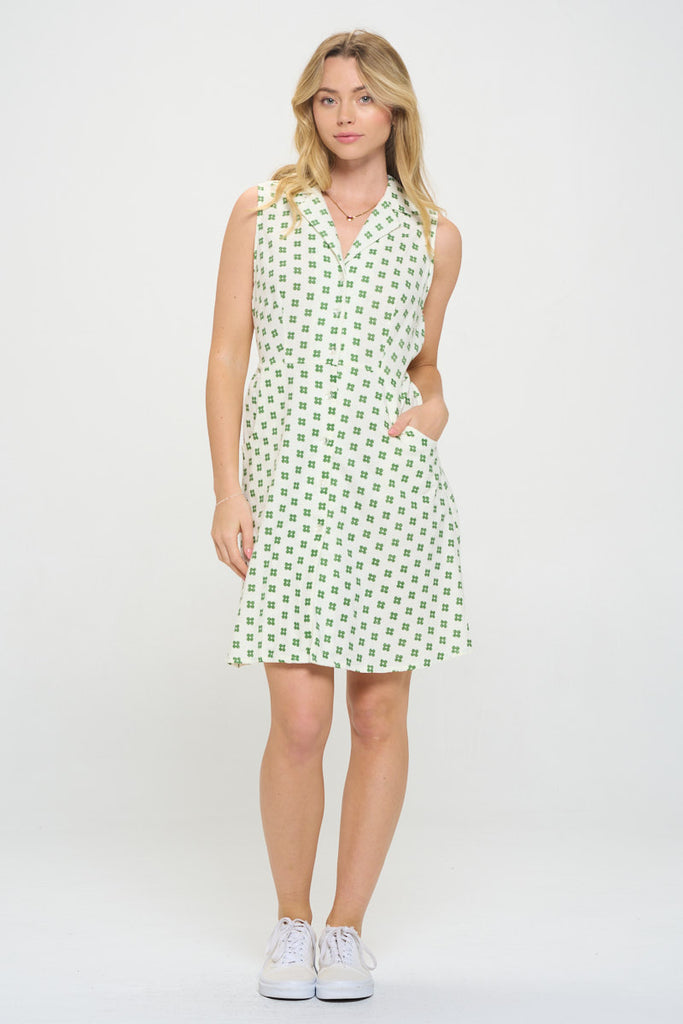 Green Daisy Print Dress