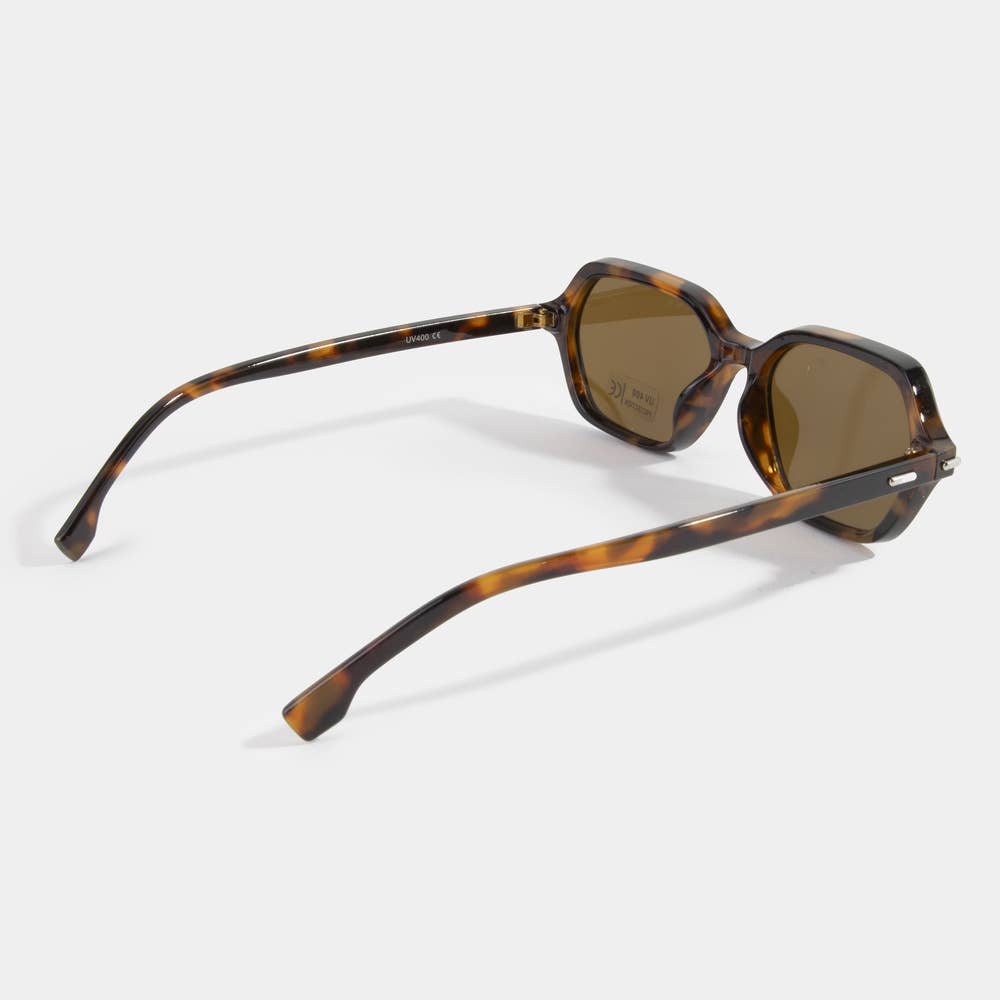 Faceted Hexagon Frame Sunglasses